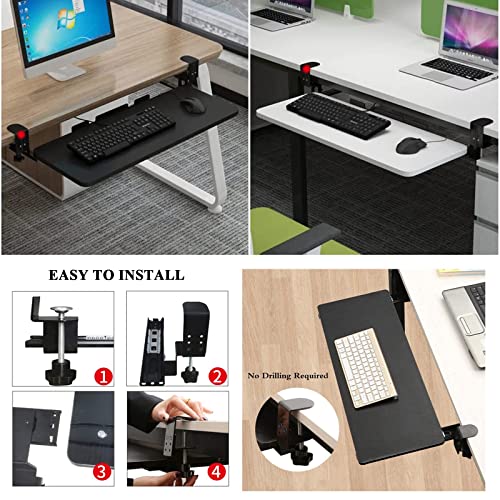 Verstellbare Holz-Tastaturablage unter dem Schreibtisch – platzsparende ausziehbare Schublade für Tastatur und Maus, Klemmhalterung, perfekter Organizer für Heimbüro und Gaming-Arbeitsplatz Bild 5