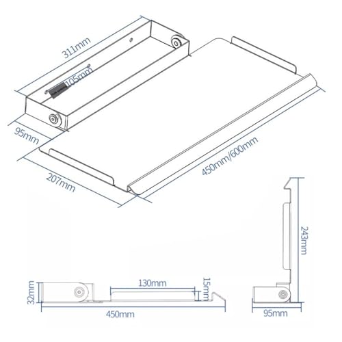 Verstellbare Tastaturablage zur Wandmontage – Faltbarer Metallständer für Tastatur & Maus – Platzsparendes 60 cm Design – Stilvolles Silber-Finish – Ideal für Home Office & Gaming Setup Bild 2