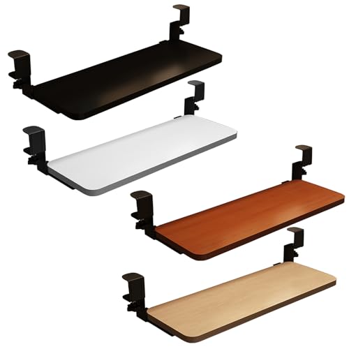 Verstellbare Tastaturablage aus Holz – platzsparende Maus- und Tastatur-Plattform unter dem Schreibtisch (52/65/75 x 24 cm) – leicht herausziehbare Aufbewahrung – 4 Farben für Home Office & Gaming Bild 1