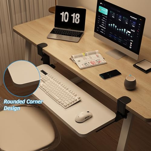 Verstellbare Tastaturablage aus Holz – platzsparende Maus- und Tastatur-Plattform unter dem Schreibtisch (52/65/75 x 24 cm) – leicht herausziehbare Aufbewahrung – 4 Farben für Home Office & Gaming Bild 6