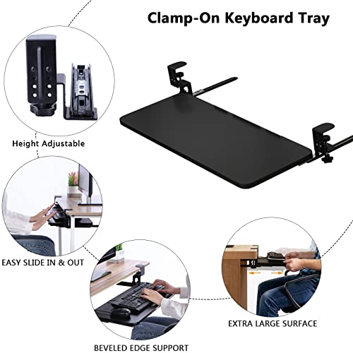 Ergonomische verstellbare Ablage für Tastatur und Maus unter dem Schreibtisch – platzsparende ausziehbare Schublade für Home Office & Gaming Augenschutzfunktionen perfekt für Komfort und Produktivität Bild 3