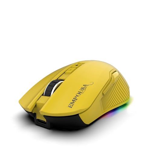 İnca IMG-328MX kabellose Gaming Maus – Leichtgewicht 89 g, 7200 DPI Sensor, Multi-Verbindung (2,4G/BT1/BT2), Energiespar-Ruhemodus, RGB Gaming mause, 7 programmierbare Tasten - Gelb Bild 1