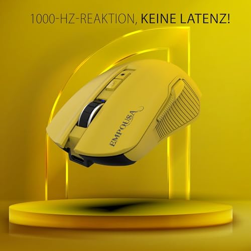 İnca IMG-328MX kabellose Gaming Maus – Leichtgewicht 89 g, 7200 DPI Sensor, Multi-Verbindung (2,4G/BT1/BT2), Energiespar-Ruhemodus, RGB Gaming mause, 7 programmierbare Tasten - Gelb Bild 3