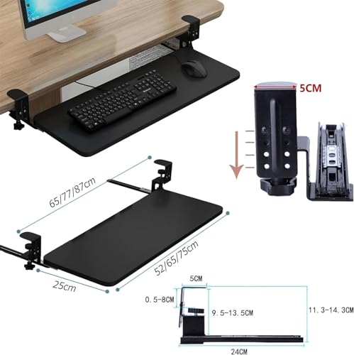 Verstellbare, ergonomische Tastaturablage unter dem Schreibtisch – ausziehbarer Ständer aus Holz, 52/65/75 cm, 4 Farben, leichtgängige Maus-Plattform, platzsparend, für Heimbüro und Gaming-Setup Bild 2