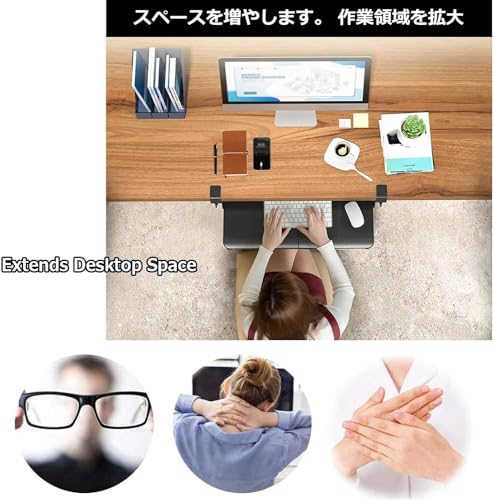 Verstellbare, ergonomische Tastaturablage unter dem Schreibtisch – ausziehbarer Ständer aus Holz, 52/65/75 cm, 4 Farben, leichtgängige Maus-Plattform, platzsparend, für Heimbüro und Gaming-Setup Bild 3
