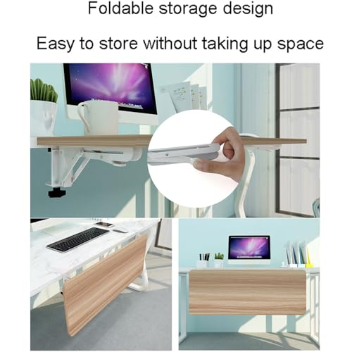 Ergonomische Schreibtischverlängerung für Tastatur und Maus, 90° faltbar, Walnussholz, platzsparendes Design für Home Office und Gaming, 75 x 25 cm, erhöht Komfort und Produktivität Bild 3
