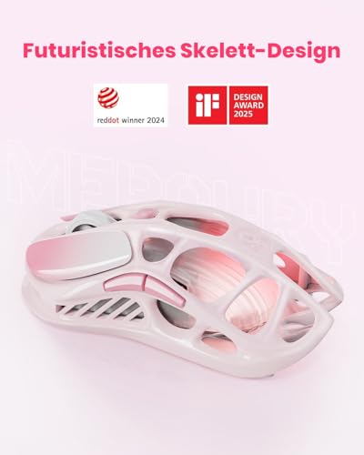 GravaStar Mercury M1 Pro Wireless Gaming Maus, Leichtes Magnesium Gaming Mouse, 26.000 DPI, PAW3395DM, 5 Programmierbare Tasten, 2.4GHz/BT/Kabel(Farbverlauf Rosa) Bild 3