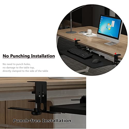 Ergonomische ausziehbare Tastaturablage aus Holz – robuste Schublade unter dem Schreibtisch zum Tippen und Maus, platzsparendes Design, perfekt für Heimbüro und Gaming-Setup. Bild 4
