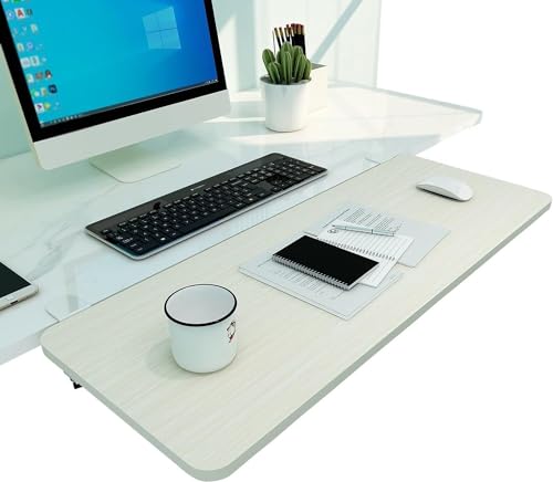 Verstellbare ergonomische Tastaturablage aus Holz – 90° Schreibtischverlängerung C-Klemm-Design ohne Bohren unterstützt Maus & Arme 55/65/75 cm – perfekt für Home Office & Gaming Setup Bild 1