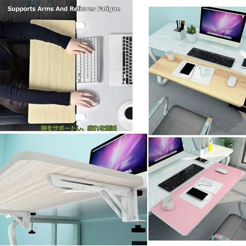 Verstellbare ergonomische Tastaturablage aus Holz – 90° Schreibtischverlängerung C-Klemm-Design ohne Bohren unterstützt Maus & Arme 55/65/75 cm – perfekt für Home Office & Gaming Setup Bild 4