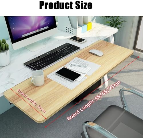 Verstellbare ergonomische Tastaturablage aus Holz – 90° Schreibtischverlängerung C-Klemm-Design ohne Bohren unterstützt Maus & Arme 55/65/75 cm – perfekt für Home Office & Gaming Setup Bild 7