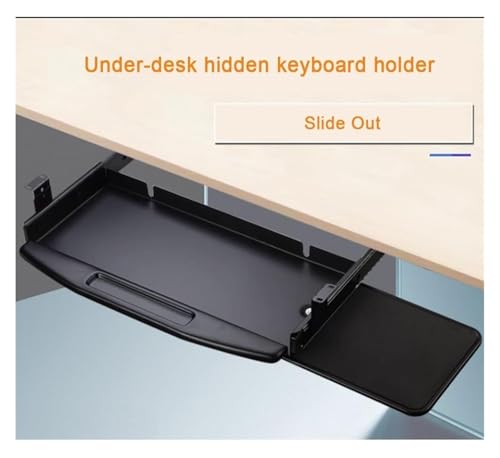 Verstellbare ergonomische Tastaturablage und Maus-Plattform, aus robustem Stahl, ausziehbare Ablage für Komfort und platzsparend, perfekt für Heimbüro und Gaming-Setup (schwarz) Bild 3