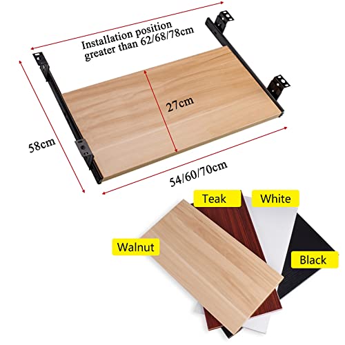 Verstellbare Walnuss-Untertisch-Tastaturablage und Maus-Plattform – 60 cm x 27 cm, ergonomische, platzsparende Erweiterung für Heimbüro und Gaming, steigert Komfort und Produktivität Bild 2
