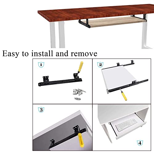 Verstellbare Walnuss-Untertisch-Tastaturablage und Maus-Plattform – 60 cm x 27 cm, ergonomische, platzsparende Erweiterung für Heimbüro und Gaming, steigert Komfort und Produktivität Bild 4