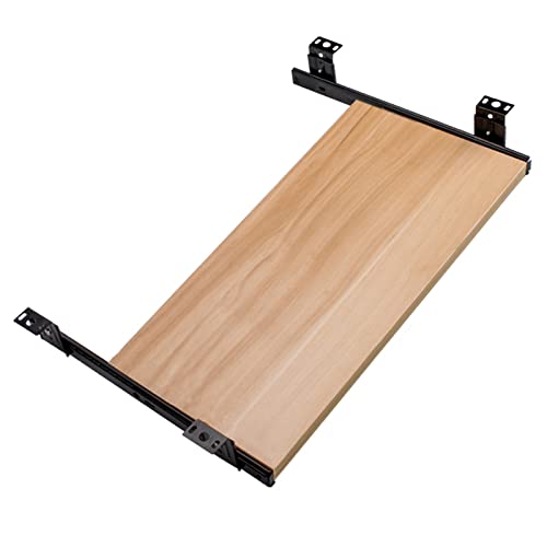 Verstellbares Tastatur- und Maus-Tablett aus Holz, 54 cm x 27 cm, ausziehbar, Teak-Finish, platzsparendes Design für Heimbüro und Gaming, ergonomischer Komfort Bild 1