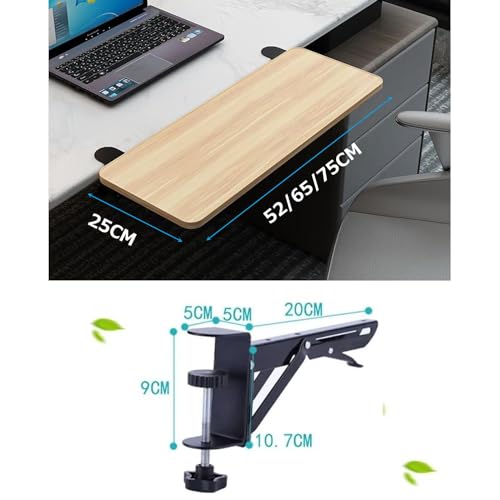 Ergonomische Schreibtisch-Verlängerungsablage, 52–75 cm, 90° faltbare Tastatur- und Maus-Plattform mit Ellenbogenstütze für Heimbüro, Gaming und Remote-Arbeit, Weiß, 52 x 25 cm Bild 2