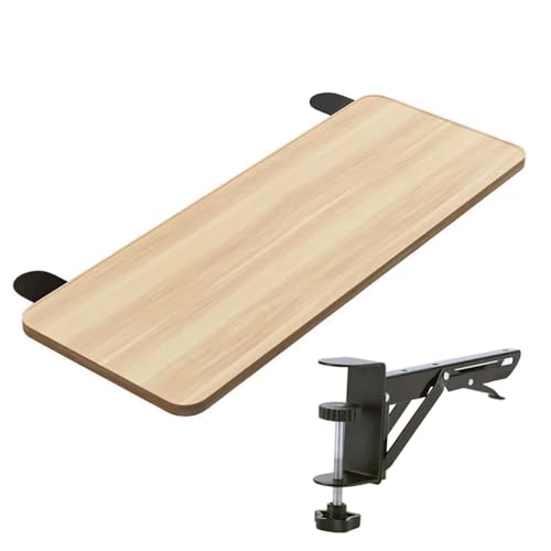 Ergonomische 90° verstellbare Tastaturablage, Walnuss-Schreibtischverlängerung für Tastaturen und Mäuse, platzsparendes Heimbüro & Gaming-Zubehör, 52 x 25 cm Bild 1