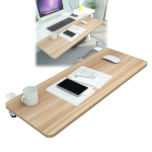 Ergonomische Tastatur- und Maus-Schreibtischverlängerung mit 90° faltbarer Ellenbogenstütze, Walnussholz-Finish, 55 x 25 cm, ideal für Heimbüro und Gaming, verbessert den Komfort und optimiert den Bild 1
