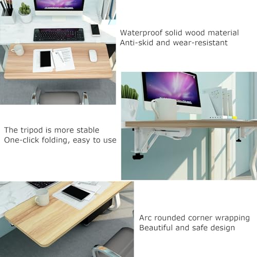 Ergonomische faltbare Tastaturablage, tragbare Schreibtischverlängerung aus Holz für Gaming & Büro, verstellbare Maus- und Tastaturunterstützung (55 x 25 cm), kompaktes und vielseitiges Design Bild 5