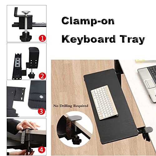 Ergonomische verstellbare Tastaturablage aus Holz – höhenverstellbare ausziehbare Schublade unter dem Schreibtisch – platzsparender Maus- und Tastatur-Organizer für Home Office Gaming und Workstation Bild 5