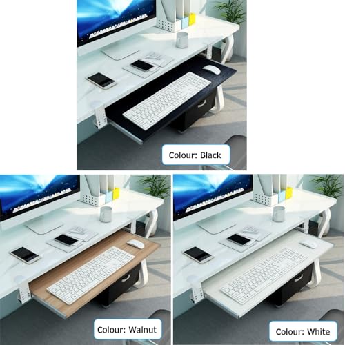 Ergonomische verstellbare Untertisch-Tastaturablage mit ausziehbarer Maus-Plattform, platzsparende Computerschublade für Home Office & Gaming, 55/65/75 x 30 cm, Weiß Bild 2