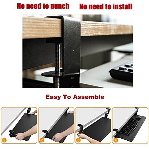 Verstellbare Untertisch-Tastaturablage – ergonomische Tastatur-Plattform für Maus und Pads, unterstützt 24 kg, erweiterbar 52–75 cm x 25 cm, perfekt für Heimbüro und Gaming-Arbeitsplätze Bild 4