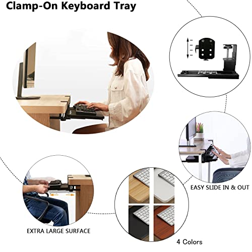 Verstellbare Untertisch-Tastaturablage – ergonomische Tastatur-Plattform für Maus und Pads, unterstützt 24 kg, erweiterbar 52–75 cm x 25 cm, perfekt für Heimbüro und Gaming-Arbeitsplätze Bild 6