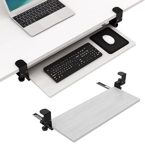 Verstellbare ergonomische Tastaturablage, Holz-Untertisch-Plattform für Tastatur und Maus, 52/65/75 x 24 cm, ideal für Home Office & Gaming, platzsparendes Design Bild 1