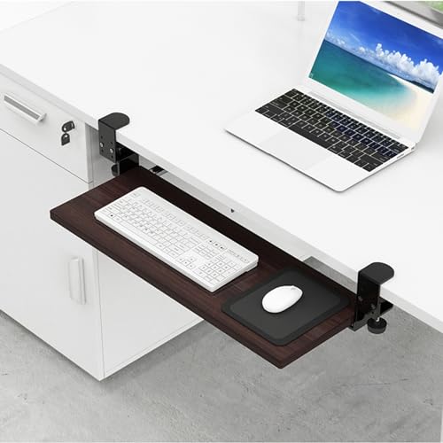 Verstellbare ergonomische Tastaturablage, Holz-Untertisch-Plattform für Tastatur und Maus, 52/65/75 x 24 cm, ideal für Home Office & Gaming, platzsparendes Design Bild 4