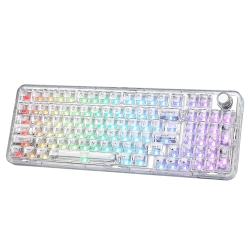 YUNZII X98 QMK/VIA Kabellose mechanische Gaming-Tastatur, Tri-Mode BT5.0/USB-C/2,4 GHz Hot-Swap-fähige Tastatur, vorgeschmierte Schalter, RGB-Hintergrundbeleuchtung (White, Crystal Switch) Bild 1