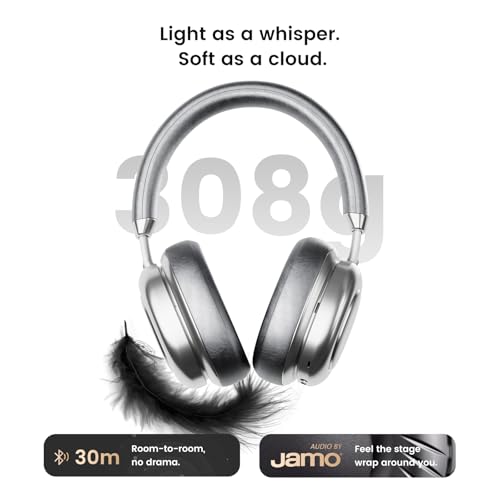 VWS X1 Kabellose Over-Ear-Bluetooth-Kopfhörer, geräuschunterdrückende Kopfhörer mit 40-mm-Jamo-Treibern, Dual-OLED-Touchscreen, APP-Steuerung, 60-Stunden-Spielzeit, Silber Bild 6