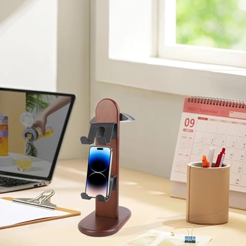 Vvikizy Gaming -Controller -Stand, Walnut Wood Aluminium Alloy Desktop Organizer mit Kopfhörerhalter, für Pro -Controller und Smartphones Bild 4
