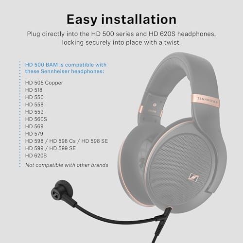 Sennheiser HD 500 BAM Ansteckmikrofon Upgrade für HD 500 Serie/HD 620S - Kondensator-Mikrofon mit Geräuschunterdrückung, hochwertiger Sound für Gaming, Streaming & Podcast - 3,5 mm Klinke - Schwarz Bild 2