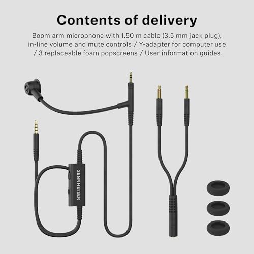 Sennheiser HD 500 BAM Ansteckmikrofon Upgrade für HD 500 Serie/HD 620S - Kondensator-Mikrofon mit Geräuschunterdrückung, hochwertiger Sound für Gaming, Streaming & Podcast - 3,5 mm Klinke - Schwarz Bild 3