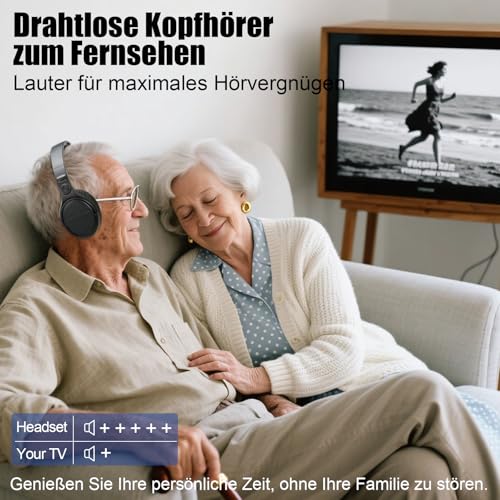 Kabellose TV-Kopfhörer mit Ladestation, kabelloser Kopfhörer zum Fernsehen, große Lautstärkeregler und Klangverstärkung für ältere Menschen, leichter und bequemer Kopfhörer Bild 6