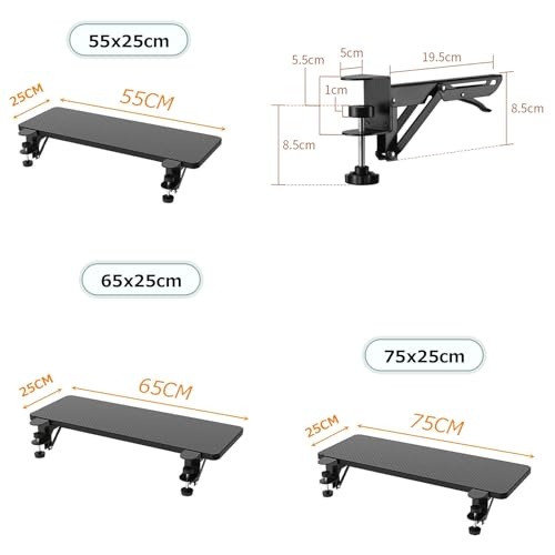 Faltbare Schreibtisch-Verlängerungsablage für Tastatur & Maus - 90° Klemm-Platz-Expander mit Armlehne & Ellenbogenstütze für Home Office Gaming & Study - Ergonomische Arbeitsplatzlösung Bild 5