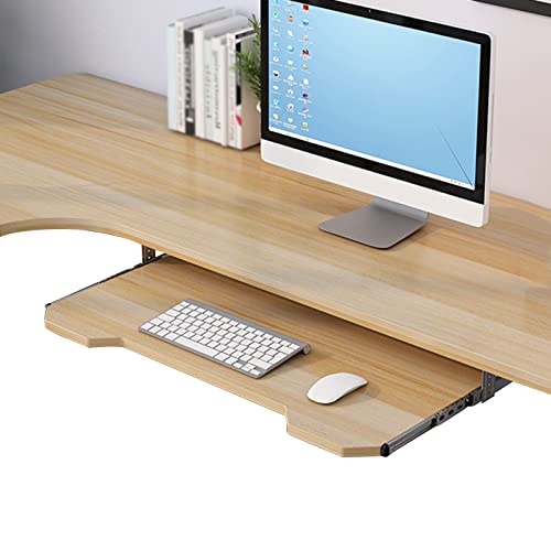 Ergonomische Ablage für Tastatur und Maus unter dem Schreibtisch, verstellbare Schiebeplattform mit 35,6 cm leisen Schienen, Walnussholz-Finish, 60 x 27 cm, perfekt für Heimbüro oder Gaming-Setup Bild 1