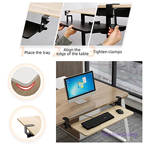 Ergonomische Tastaturschublade unter dem Schreibtisch – verstellbare Schiebeablage für Maus, 25 kg Tragfähigkeit, stoßfestes, platzsparendes Design für Heimbüro und Gaming-Arbeitsplätze. Bild 6