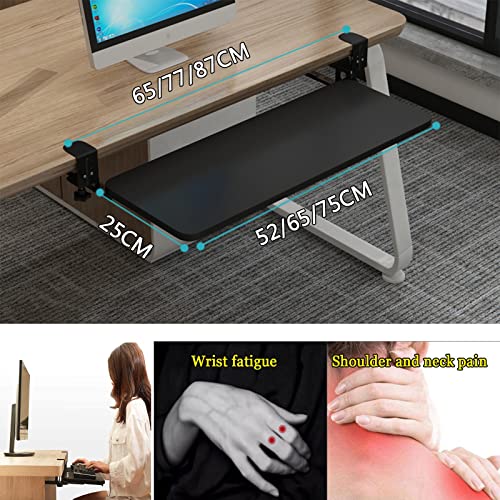 Stabile ausziehbare Holz-Tastaturablage, platzsparende ausziehbare Plattform unter dem Schreibtisch, zum Tippen und Maus, langlebiges Design für Heimbüro und Gaming-Setup. Bild 2
