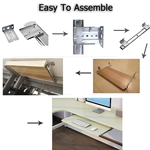 Verstellbares Tastatur- und Maus-Tablett unter dem Schreibtisch, C-Weiß, Tastaturschublade 60 x 27 cm, einfache Installation, platzsparendes Design für Heimbüro und Gaming, perfekt für Gaming-Setup Bild 4