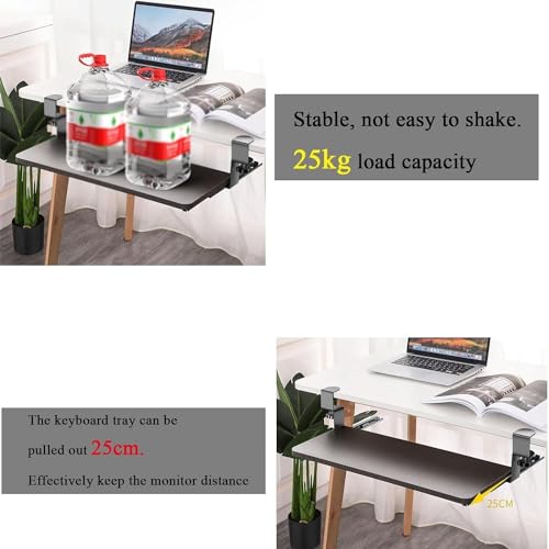 Ergonomischer, verstellbarer Untertisch-Tastatur- und Maus-Halter, Klemmschublade für Heimbüro und Gaming, platzsparendes Design, passend für 520/650/750 mm, stilvolles schwarz-weißes Finish Bild 5