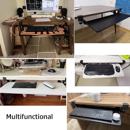 Ergonomischer, verstellbarer Untertisch-Tastatur- und Maus-Halter, Klemmschublade für Heimbüro und Gaming, platzsparendes Design, passend für 520/650/750 mm, stilvolles schwarz-weißes Finish Bild 6