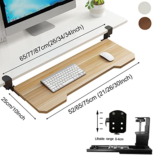 Erweiterbare Holz-Tastaturablage unter dem Schreibtisch, C-Teak-Finish, 52 x 25 cm, glatte Gleitschienen für Tastatur und Maus, platzsparendes Design für Heimbüro und Gaming-Setup Bild 2