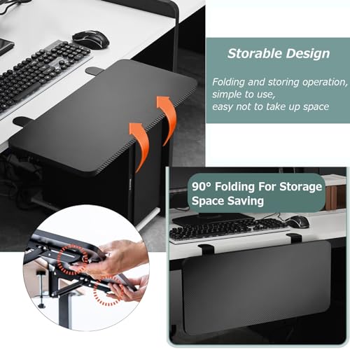 Verstellbares faltbares Schreibtisch-Verlängerungs-Tablett für Tastatur und Maus, 90° Klemmarmlehne & Ellenbogenstütze, ergonomische platzsparende Lösung für Home Office & Gaming Setup Bild 4