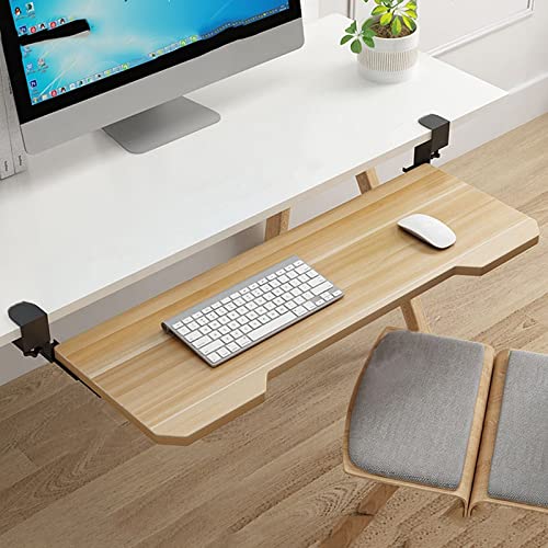 Tastaturablage aus Walnussholz, platzsparende ausziehbare Halterung für Tastatur und Maus, 65 x 25 cm, 360 mm Schienen, ideal für Zuhause, Büro, Gaming, ergonomische Lösung unter dem Schreibtisch Bild 1