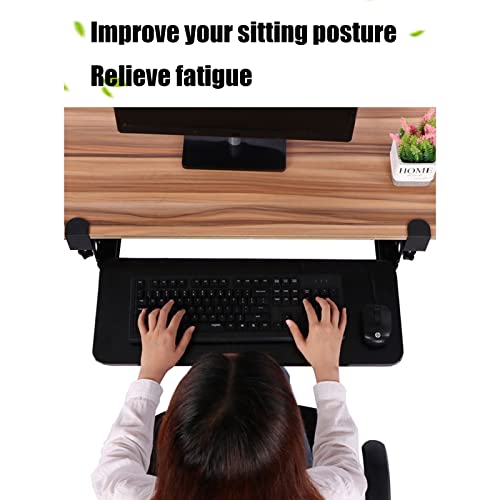Tastaturablage aus Holz in 4 Farben – Schublade unter dem Schreibtisch und Klemm-Organizer für platzsparende Aufbewahrung von Tastatur und Maus, ideal für Heimbüro, Gaming und Workstations Bild 4
