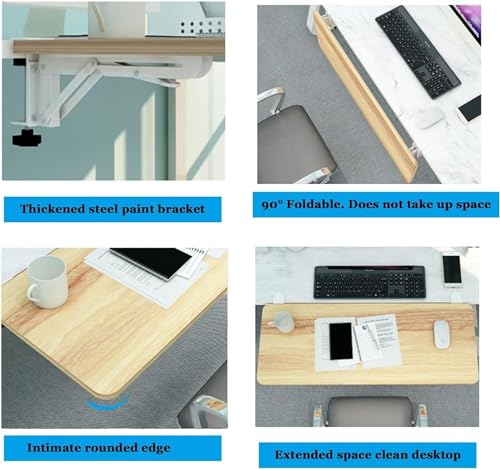 Ergonomische Tastaturschublade mit Armlehne - 90° faltbare Schreibtischverlängerung für Computer-Tastatur & Maus - Holzdesign - Perfekt für Home Office Gaming & Produktivitäts-Setup Bild 3
