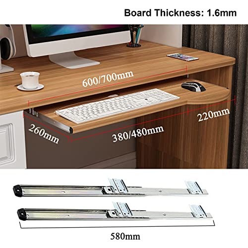 Ergonomische verstellbare Tastaturablage unter dem Schreibtisch – Schiebeschublade für Tastatur & Maus – platzsparendes Holzregal mit stabilen Metallschienen für Home Office & Gaming Setup Bild 3