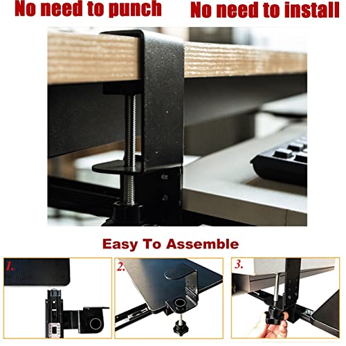 Verstellbare Tastaturablage – ausziehbarer Organizer unter dem Schreibtisch in Schwarz/Weiß/Teak/Walnuss – platzsparende Maus- und Tastaturablage für Home Office Gaming Setup oder Workstation Bild 4