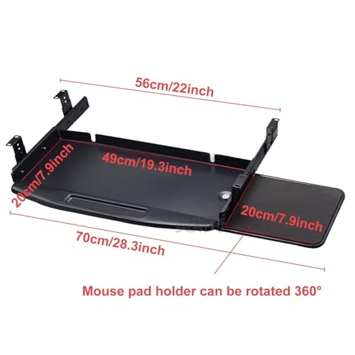 Ergonomische, verstellbare Tastaturablage unter dem Schreibtisch mit Metall-Maus-Plattform, platzsparende ausziehbare Schublade für Heimbüro und Gaming-Schreibtische – schlankes weißes Design für Bild 2